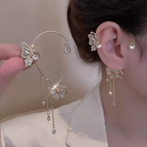 Korean Crystal Butterfly Earrings (Pair)