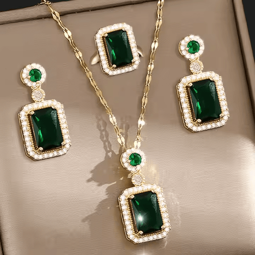 Crystal Jewelry Set for Women (Necklace Pendant and Dangle Earring)