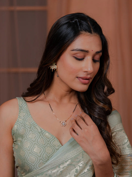 Solitaire Diamonds Flower Mangalsutra