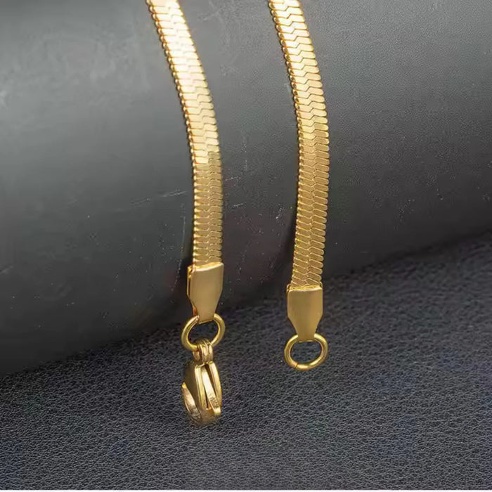 Gold Plated Unisex Snake Chain Necklace (Waterproof and Anti-Tarnish)