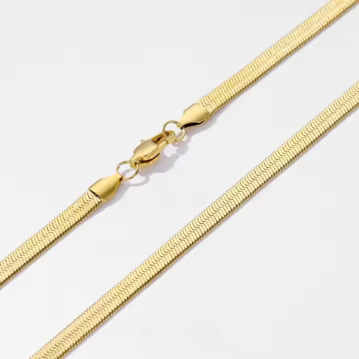 Gold Plated Unisex Snake Chain Necklace (Waterproof and Anti-Tarnish)