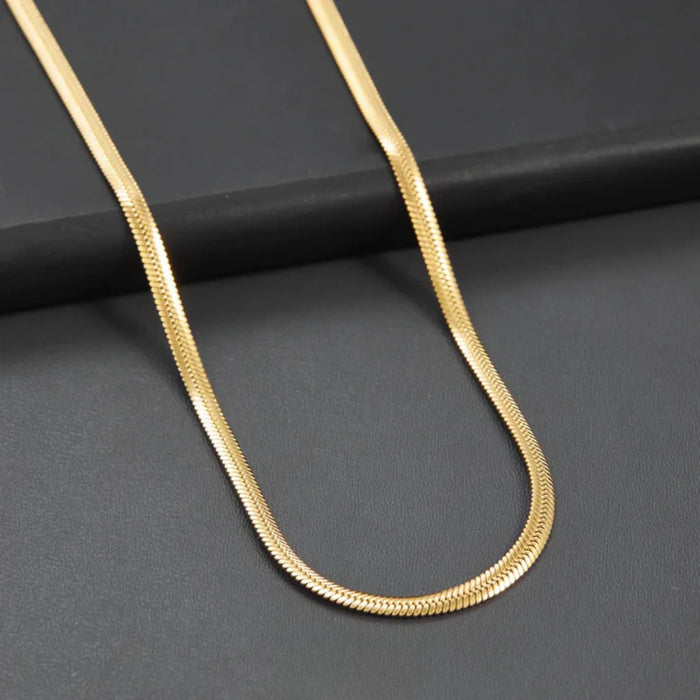 Gold Plated Unisex Snake Chain Necklace (Waterproof and Anti-Tarnish)