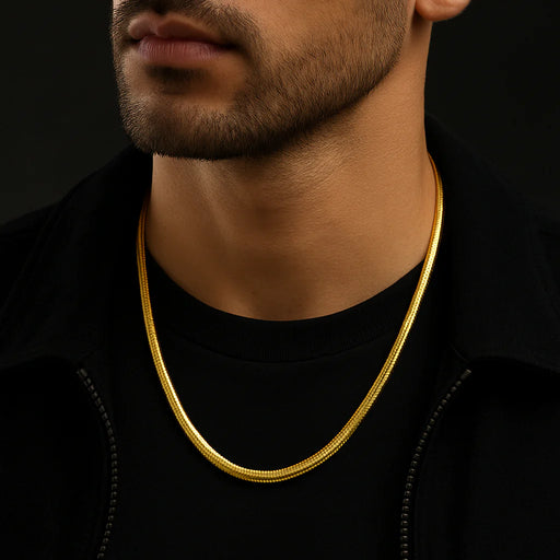Gold Plated Unisex Snake Chain Necklace (Waterproof and Anti-Tarnish)
