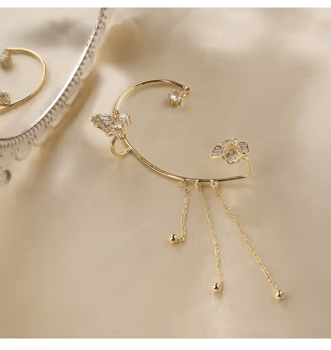Korean Crystal Butterfly Earrings (Pair)
