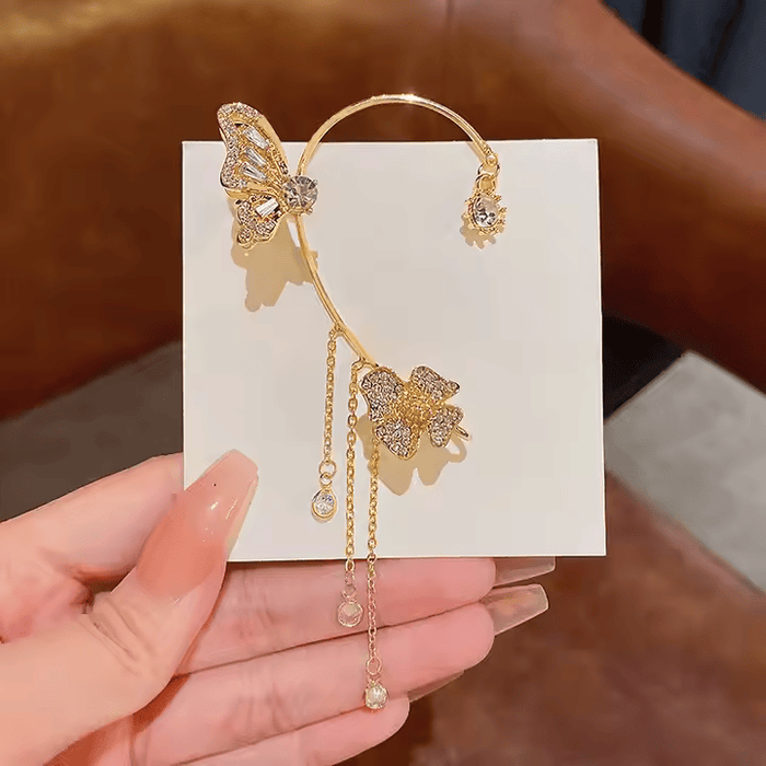 Korean Crystal Butterfly Earrings (Pair)
