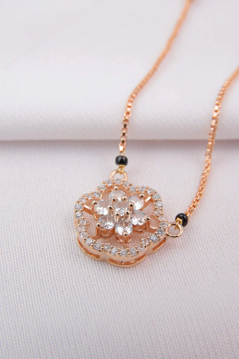 Solitaire Diamonds Flower Mangalsutra
