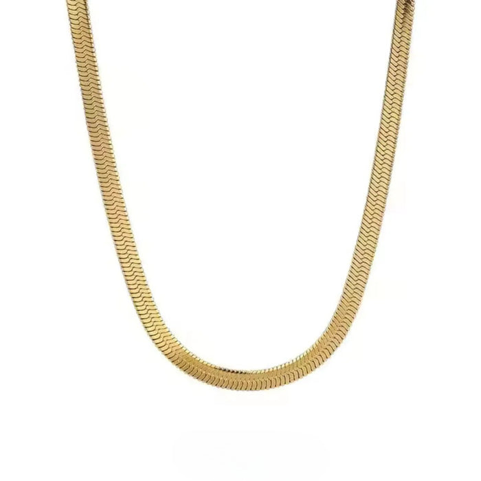 Gold Plated Unisex Snake Chain Necklace (Waterproof and Anti-Tarnish)