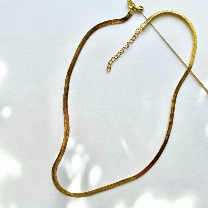 Gold Plated Unisex Snake Chain Necklace (Waterproof and Anti-Tarnish)