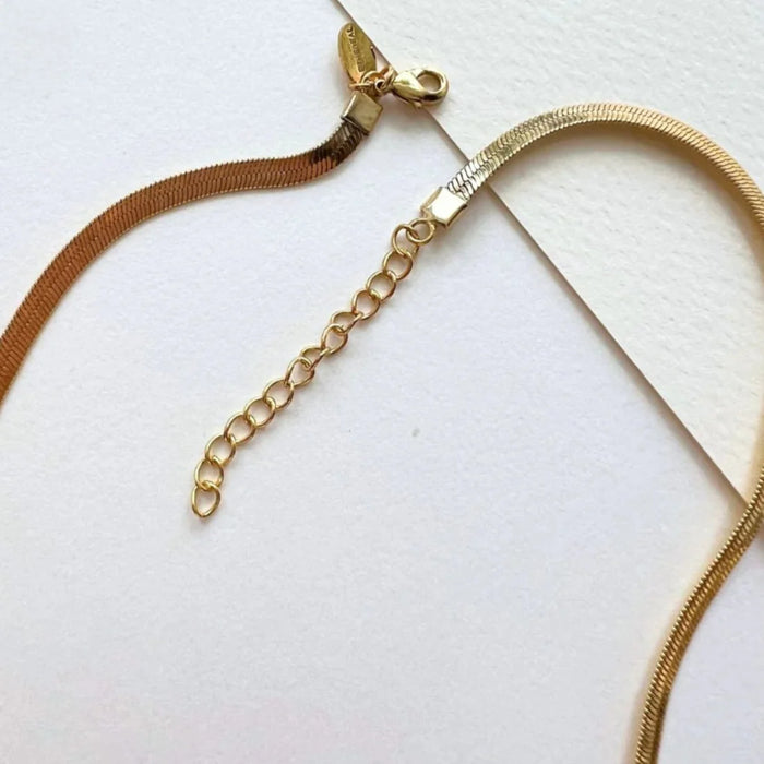 Gold Plated Unisex Snake Chain Necklace (Waterproof and Anti-Tarnish)