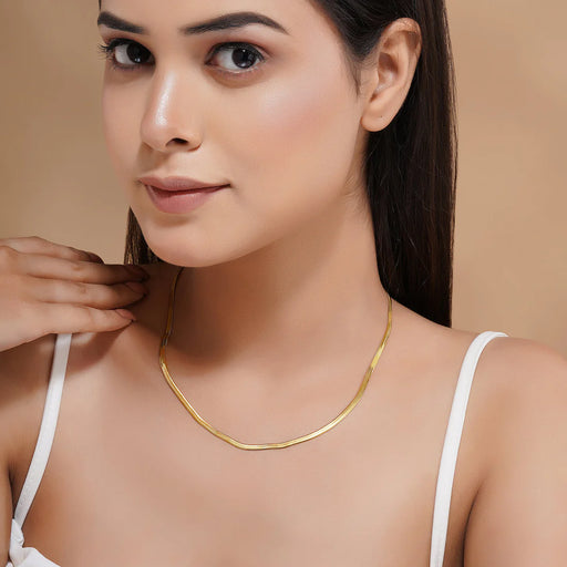 Gold Plated Unisex Snake Chain Necklace (Waterproof and Anti-Tarnish)