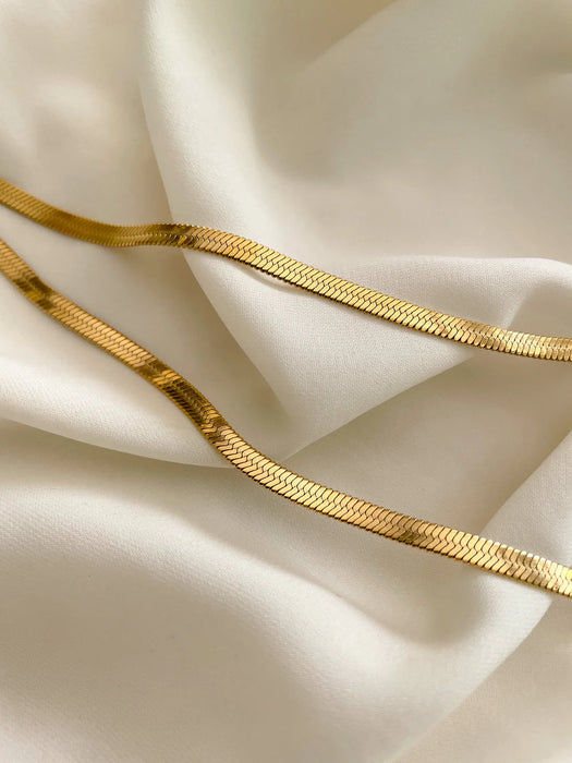 Gold Plated Unisex Snake Chain Necklace (Waterproof and Anti-Tarnish)