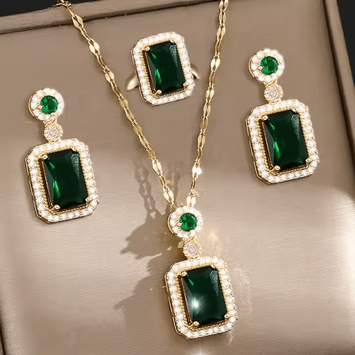Crystal Jewelry Set for Women (Necklace Pendant and Dangle Earring)